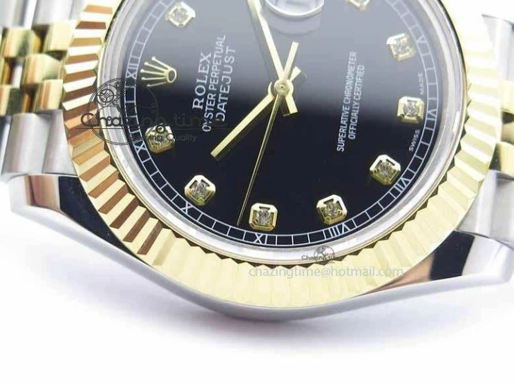 YG Best Edition Diam Maker On DateJust Black Bracelet A2813 BP SS 41mm II Dial Jubilee 0423